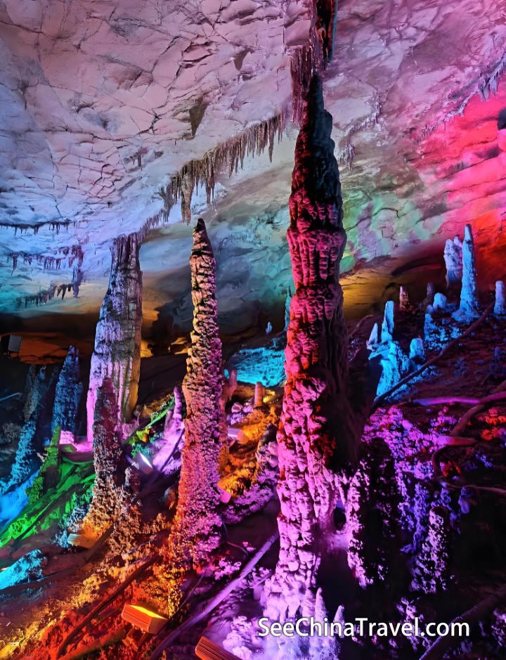 Stalactites inside Yellow Dragon Cave